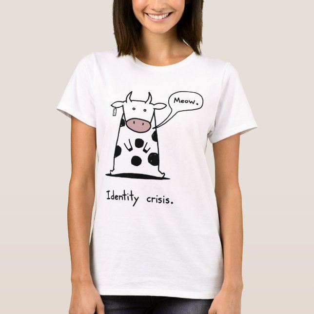 Identity Crisis Cat Cow Mens and Ladies Size Cute T-Shirt (Front)