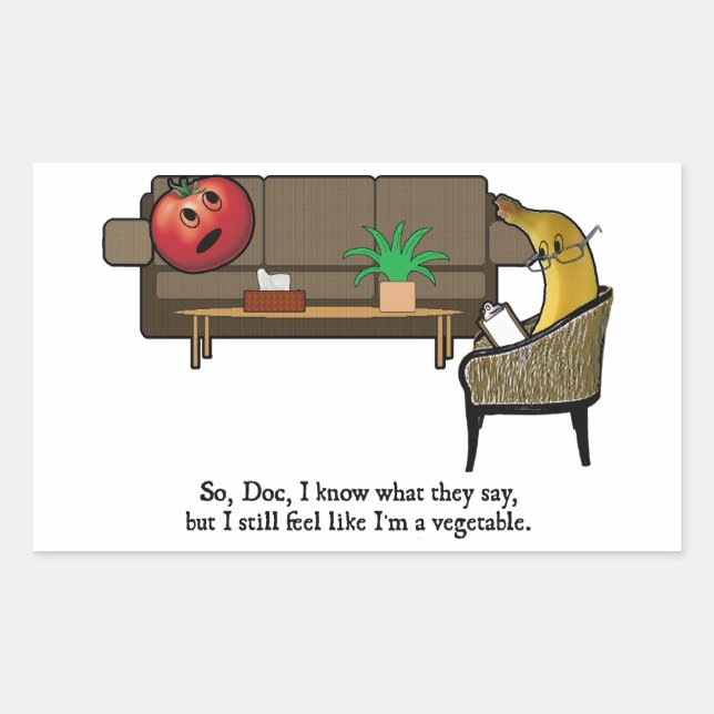 Identity Crisis, Tomato Sees Psychiatrist Rectangular Sticker (Front)
