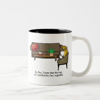 Identity Crisis, Tomato Sees Psychiatrist Two-Tone Coffee Mug