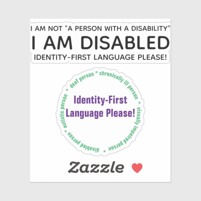 Identity-First Disability Custom-Cut Vinyl Sticker (Sheet)
