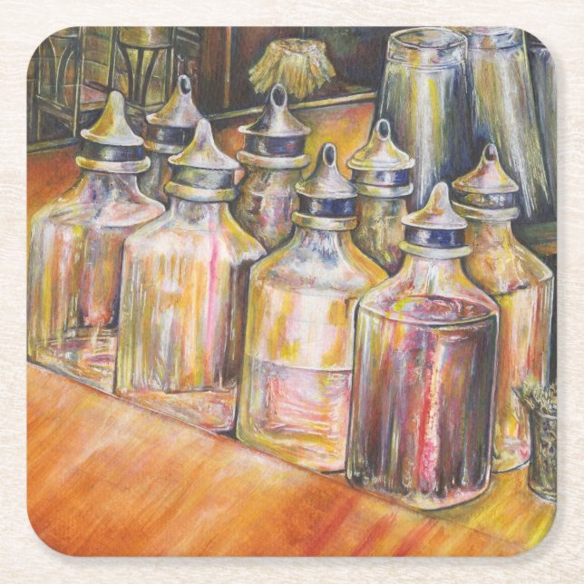 Ideography of Golden Light Square Paper Coaster (Front)