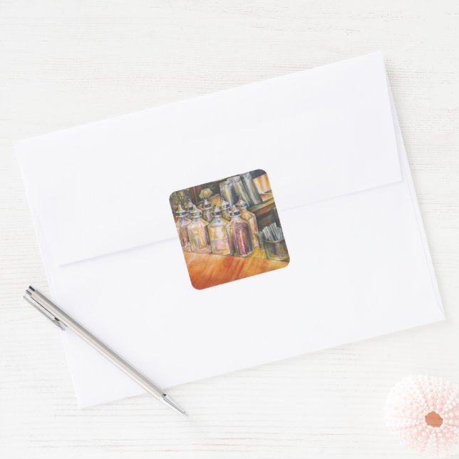 Ideography of Golden Light Square Sticker (Envelope)
