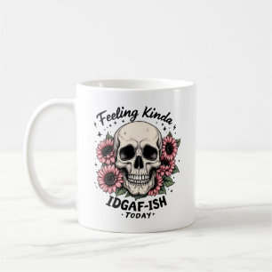 IDGAF-ISH Mug   Funny Skull Floral Coffee Cup