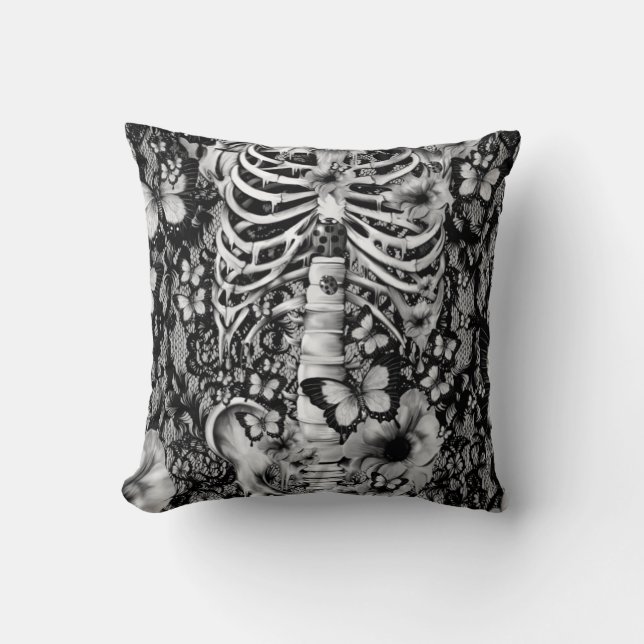 Idiopathic idiot, lace skeleton cushion (Front)