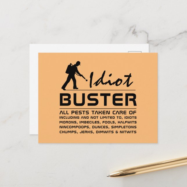 Idiot Buster Postcard (Front/Back In Situ)