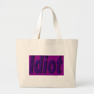 "Idiot" purple stylised design Large Tote Bag