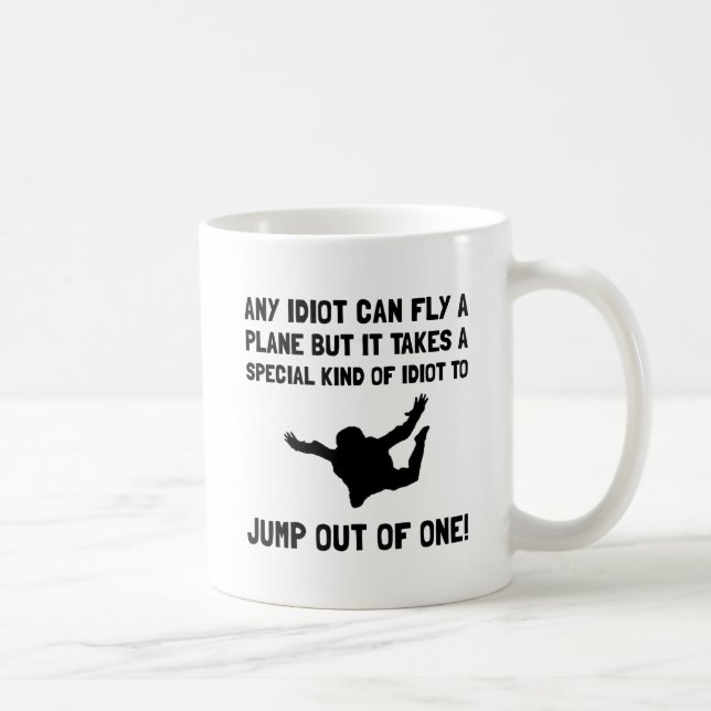Idiot Skydiving Coffee Mug (Right)