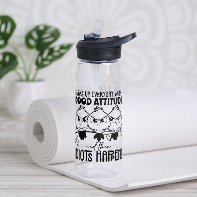 Idiots Happen Funny Bird Quote Gifts  Water Bottle (Yoga (Rotated))