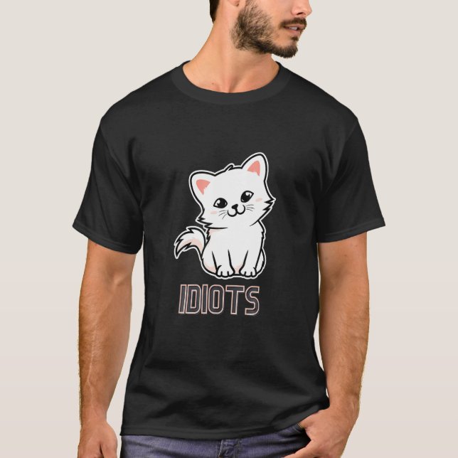 Idiots Meme  Retro Style Vintage Cats T-Shirt (Front)