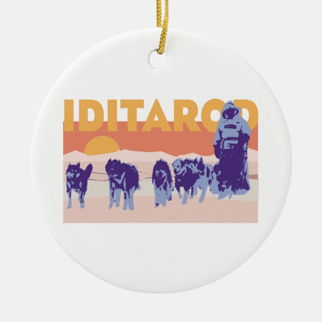 Iditarod Race Ceramic Tree Decoration (Front)