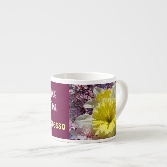 Idle Time Espresso mugs Daffodil Flowers Moms (Front Right)