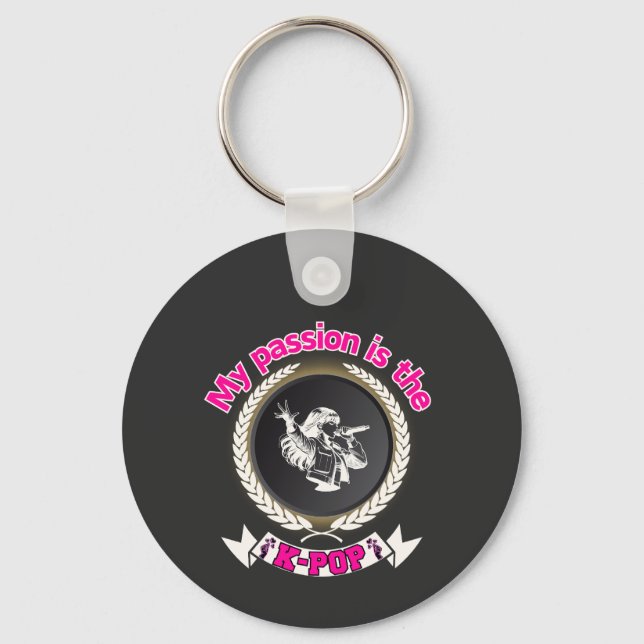 Idol Singing Passion KPop Music Fan Art Design Key Ring (Front)
