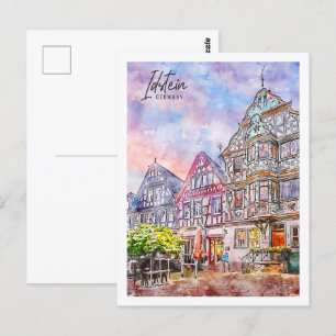 Idstein Germany Travel Place Watercolor Postcard