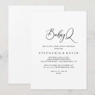Idyllic Calligraphy BabyQ Baby Shower Barbecue Invitation