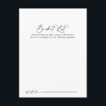 Idyllic Calligraphy Wedding Bucket List Cards<br><div class="desc">These idyllic calligraphy wedding bucket list cards are the perfect activity for a rustic wedding reception or bridal shower. The simple and elegant design features classic and fancy script typography in black and white. 

Change the wording to suit any life event. Bucket list sign is sold separately.</div>
