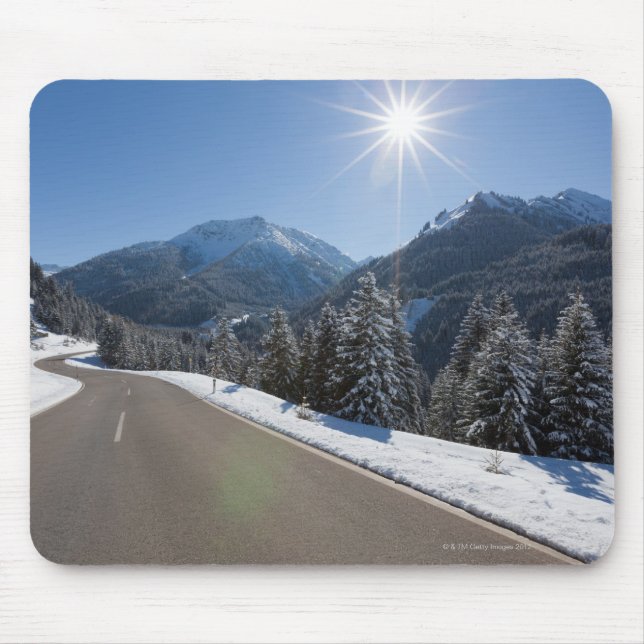 Idyllic empty road thrugh a winter landscape, 2 mouse mat (Front)