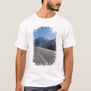 Idyllic empty road thrugh a winter landscape, T-Shirt