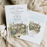 Idyllic English Manor Classic Destination Wedding Invitation<br><div class="desc">The invitation design features a beautiful watercolor illustration of an English manor house, set amidst a picturesque countryside landscape. The soft pastel colours and delicate detailing evoke a sense of tranquillity and sophistication. Sending out these invitations to your guests will set the tone for a truly memorable wedding celebration, steeped...</div>