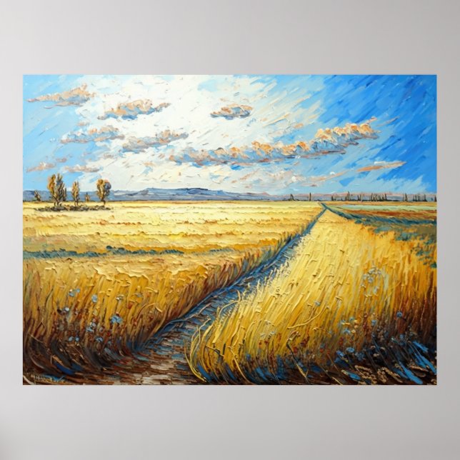 Idyllic Golden Wheat Fields Meadow Poster (Front)