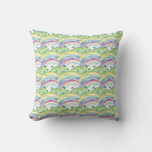 Idyllic Landscape Watercolor Painting with Trees Cushion