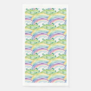 Idyllic Landscape Watercolor Painting with Trees Napkin