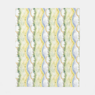 Idyllic Landscape with Trees, Bushes, Flowers Fleece Blanket