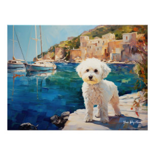 Idyllic Mediterranean town, Maltese Dog 02 - Gamba Poster