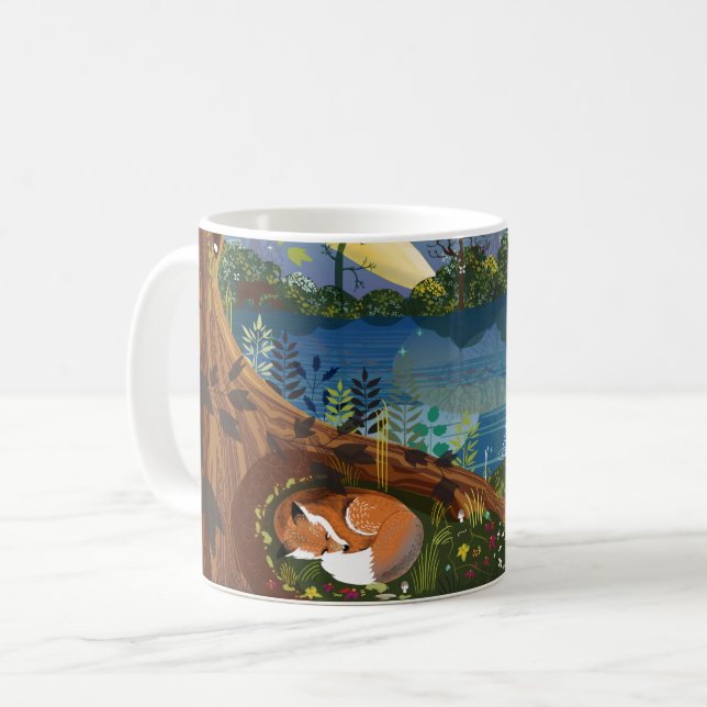 Idyllic Riverside Wildlife Illustration Children's Coffee Mug (Front Left)