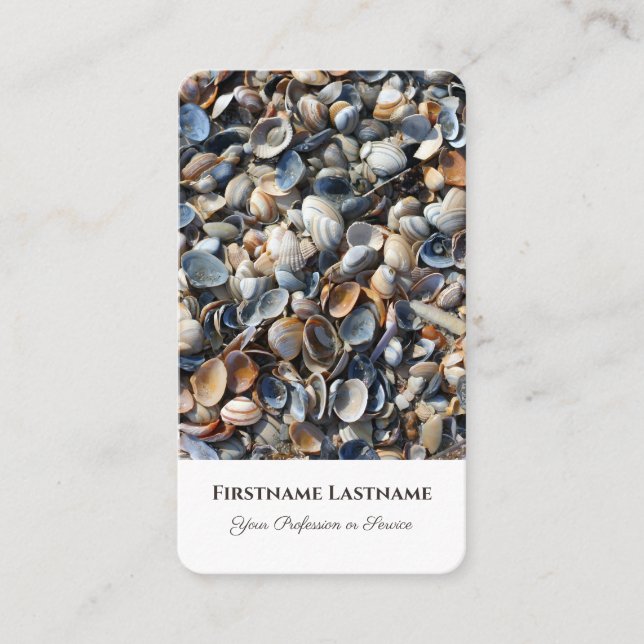 Idyllic sandy beach seashells life coaching expert business card (Front)