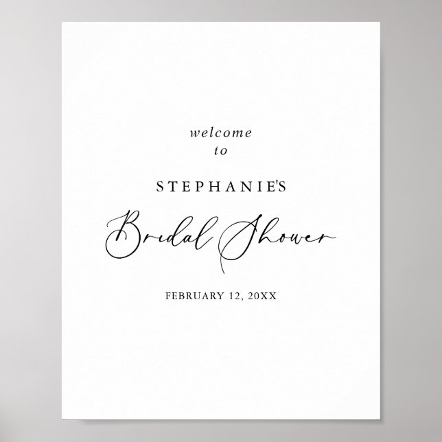 Idyllic Stylish Calligraphy Bridal Shower Welcome  Poster (Front)