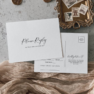 Idyllic Stylish Calligraphy Menu Choice RSVP  Postcard