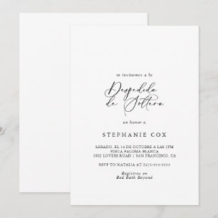 Idyllic Stylish Calligraphy Spanish Bridal Shower Invitation