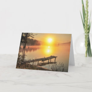 Idyllic Sunrise Misty Mountain Lake, Bulgaria Card