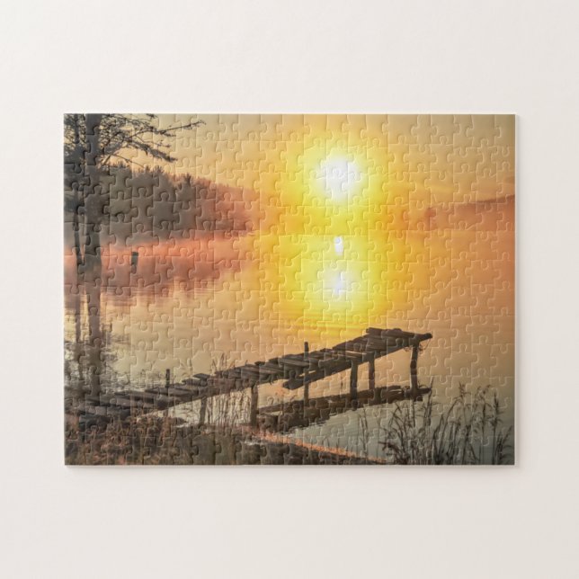 Idyllic Sunrise | Misty Mountain Lake, Bulgaria Jigsaw Puzzle (Horizontal)