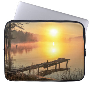 Idyllic Sunrise Misty Mountain Lake, Bulgaria Laptop Sleeve