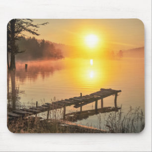 Idyllic Sunrise Misty Mountain Lake, Bulgaria Mouse Mat