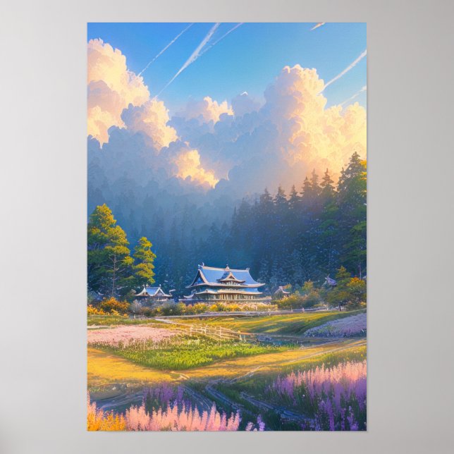 Idyllic Village Amidst Majestic Nature Poster (Front)