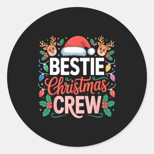 Ie Christmas Crew Santa Hat Holiday Art Matching F Classic Round Sticker (Front)