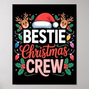 Ie Christmas Crew Santa Hat Holiday Art Matching F Poster