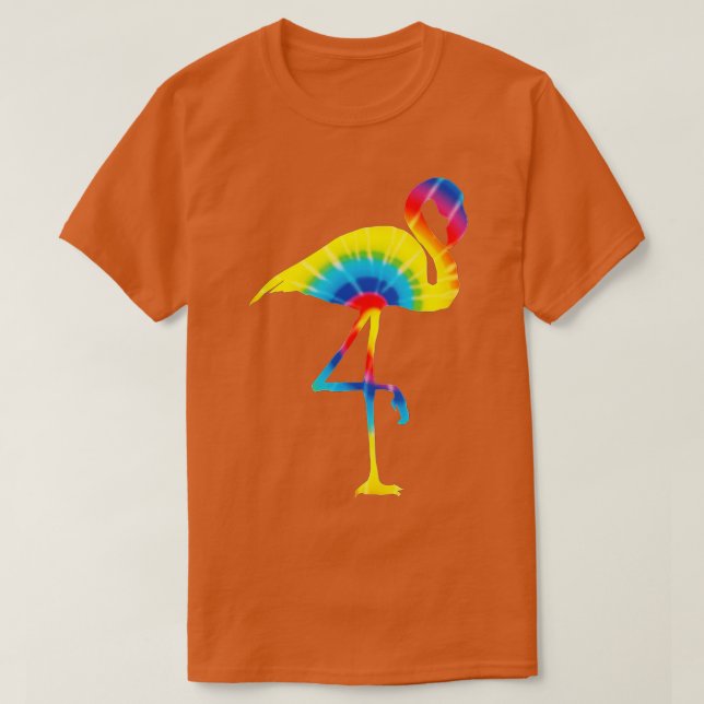 ie Dye Flamingo Rainbow Print Bird Animal Hippie P T-Shirt (Design Front)