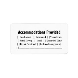 IEP Accommodations Provided Teacher Sticker
