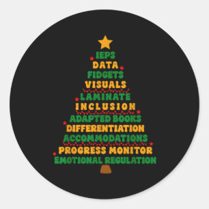 Ieps Teacher Christmas Tree Special Education Sped Classic Round Sticker