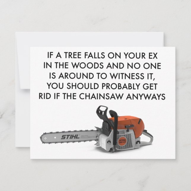 If A Tree Falls On Your Ex Note Card (Front)