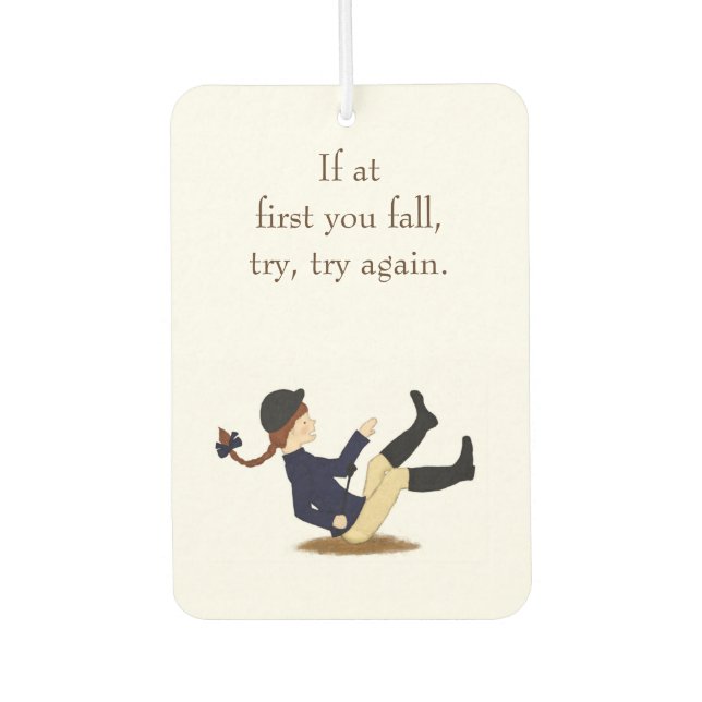 "If at first you fall, try, try again." Equestrian Car Air Freshener (Front)