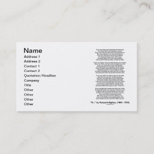 "If-" by Rudyard Kipling Business Card
