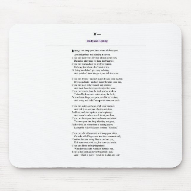 If_by_Rudyard_Kipling.JPG Mouse Mat (Front)