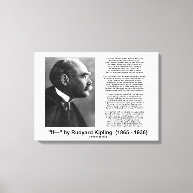 If- by Rudyard Kipling Motivational Advice Poem Canvas Print (Front)