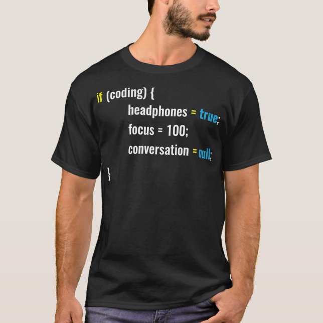 If Coding Headphones Design Funny Programming Joke T-Shirt (Front)