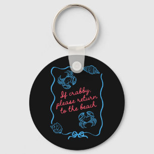 If Crabby Please Return To Beach Coquette Bow Key Ring