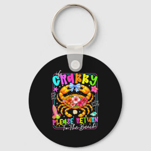 If crabby return to beach funny summer break key ring